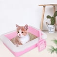 thumbnail image 7 of Open Cat Litter Box Spatter Proof Thick Plastic Deep Tall Sides, Odor Absorbing, Easy Clean, Detachable, Large Capacity Pink Blue 34x25x6cm Fits Small Medium Pets, 7 of 7