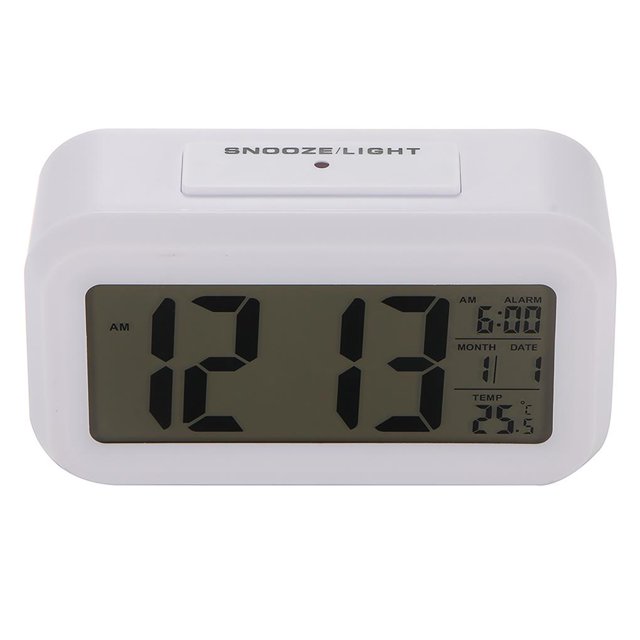 Reloj Despertador Digital Con Batería, Pantalla Lcd Grande, Sensor De Luz, Luz Nocturna, Despertador Multifunción, Reloj De Mesa De Oficina Para Niños Yuarrent HA027180-01