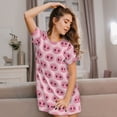 thumbnail image 3 of Pofeuu Pig Nose Print Women's Loose Fit Short Sleeve Nightgown, Comfortable Sleep Dress for Women, Casual Lounge Sleepwear, Soft Cotton Sleep Dress, 3 of 6