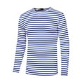 thumbnail image 5 of INSPIRE CHIC Men's Striped T-Shirt Long Sleeves Crew Neck Stripe Basic Tops M Blue, 5 of 6