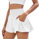 thumbnail image 1 of Shorts Holgados para Mujer con Cintura Elástica Fruncida, Shorts de Pierna Ancha para Verano, Casuales, Transpirables, para Entrenamiento, Correr y Yoga, con Bolsillos, Blanco, S, 1 of 7