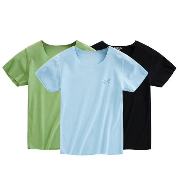 WOLLED Kids Boys Girls Tops Tees Toddlers Short Sleeve Dry-Fit Crew Neck Summer Active Athletic Performance T-Shirt Non-marking Tops for 2-12Y