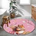 thumbnail image 3 of Round Rugs 4Ft, Pink Squirrels Christmas Round Area Rug Washable Indoor Throw Carpet, Xmas Gifts Balls Winter Snowflake Soft Non Slip Circle Rug for Kitchen Nursery Room Home Decor Aesthetic, 3 of 8