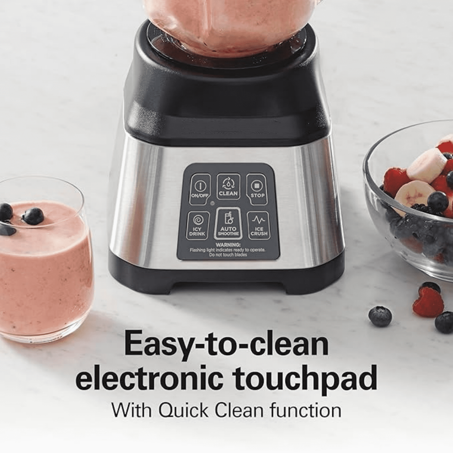 Beach Blender for Smoothies with 5 Functions Including Auto Smoothie Cycle, Wave Action System for Ultra Smooth Results, 850 Watts, 40oz  Glass Jar, Stainless Steel