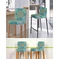 thumbnail image 5 of Green Boho Bar Stool Covers Set of 4, Shabby Vintage Ethnic Abstract Floral Art Stretch Washable Bar Chair Covers with Backs, Removable Pub Counter Height Chair Cover for Kitchen Dining Room Cafe, 5 of 7