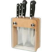 Mercer Culinary Renaissance 6-Piece Forged Steel Knife Block Set, Beachwood Block with Tempered Glass