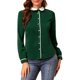 thumbnail image 5 of CAMISA DE MUJERES INSPIRE CHIC, CON BOTONES, DE MANGA LARGA, BLUSA CON COLLAR PETER PAN, TOPS, TAMAÑO M, VERDE, 5 of 7
