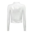 thumbnail image 5 of Zaldita Women's Metallic Shiny Long Sleeve Slim Fitted Tops Rave Party Outfits Tee Shirts Silver L, 5 of 7