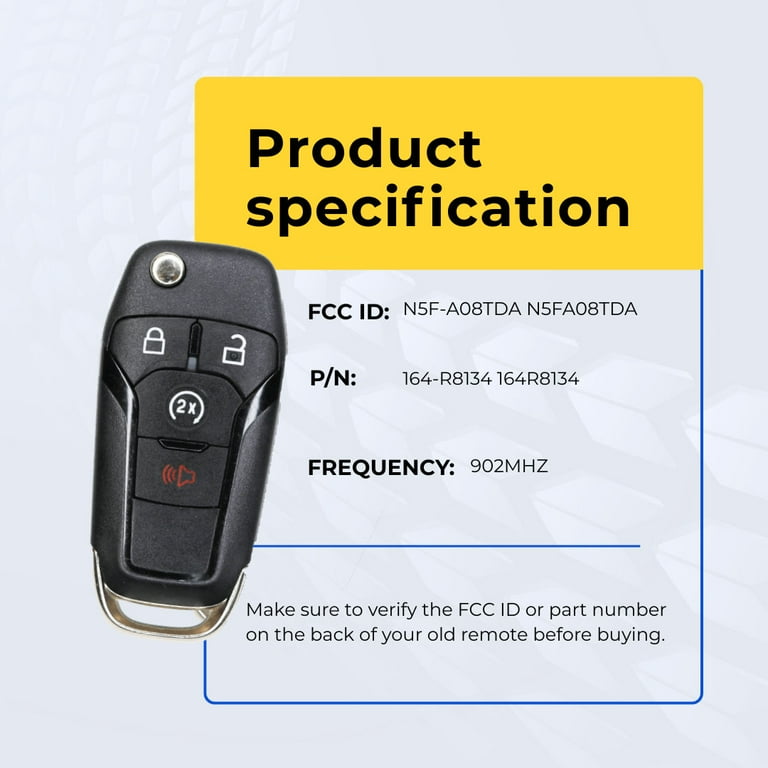 Replacement Flip Key Fob for Ford F-450 2020 FCC N5F-A08TDA