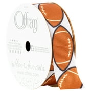 Offray Ribbon, Brown 7/8 inch Football Grosgrain Ribbon, 9 feet