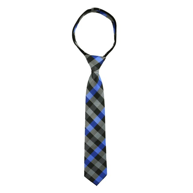 Spring Notion Boys' Pre-tied Woven Zipper Tie X-Small Checkered Blue
