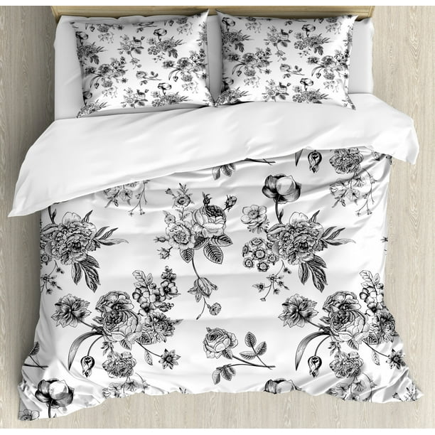 Black And White Queen Size Duvet Cover, Vintage White Duvet Covers Queen Size