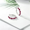 thumbnail image 4 of Gem Stone King 925 Sterling Silver Red Created Ruby Hoop Earrings for Women (2.90 Cttw, Round 4MM and 1.9MM, Gemstone Birthstone 1 inch Diameter), 4 of 4