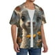 thumbnail image 2 of Balery Adorable Llama In Flowers Camisa Casual de Manga Corta con Botones para Hombre, Texturizada, Estilo Cubano, para Playa, Verano-Large, 2 of 5