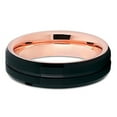 thumbnail image 3 of Silly Kings 6mm Black Brushed Tungsten Carbide Wedding Ring Rose Gold Inlay Handmade Beveled Edge Unisex Band, 3 of 3