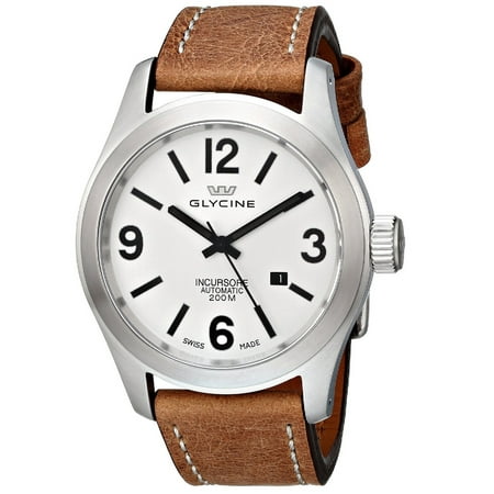 Glycine Incursore Automatic Steel Mens Strap Watch Silver Dial 3874.11-LB