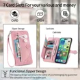 thumbnail image 6 of For iphone Air 6.5 inch Case, Wallet for Women Men, Durable PU Leather Magnetic Flip Lanyard Strap Wristlet Zipper Card Holder Wallet Phone Case for iphone Air, 6 of 10