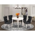 thumbnail image 2 of East West Furniture BODA5-WHI-23 5 Piece Dining Room Furniture Set Contains a Round Dining Table and 4 Upholstered Parson Chairs, 42x42 Inch, linen white, 2 of 11