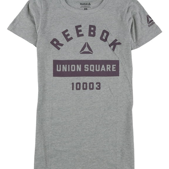 Reebok Womens Union Square Graphic T-Shirt, Grey, X-Small