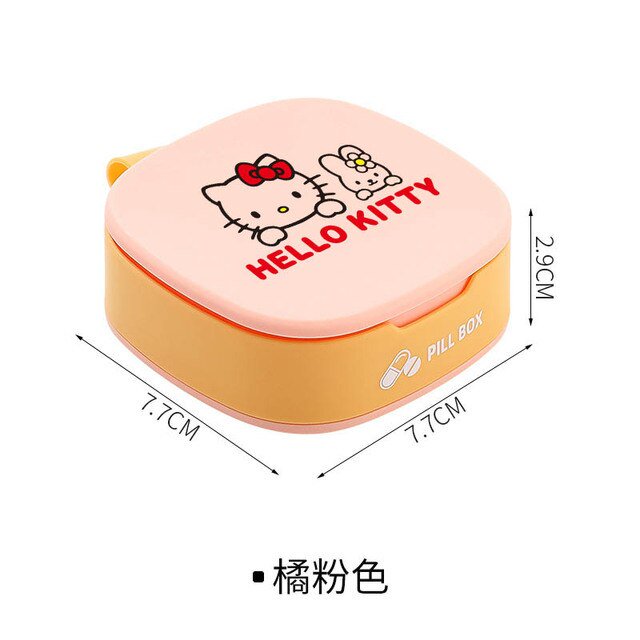 Caja de pastillas Kawaii Sanrio Hello Kittys, Accesorios de belleza, Mini caja de almacenamiento de plástico portátil, caja de joyería plegable, regalo para niñas