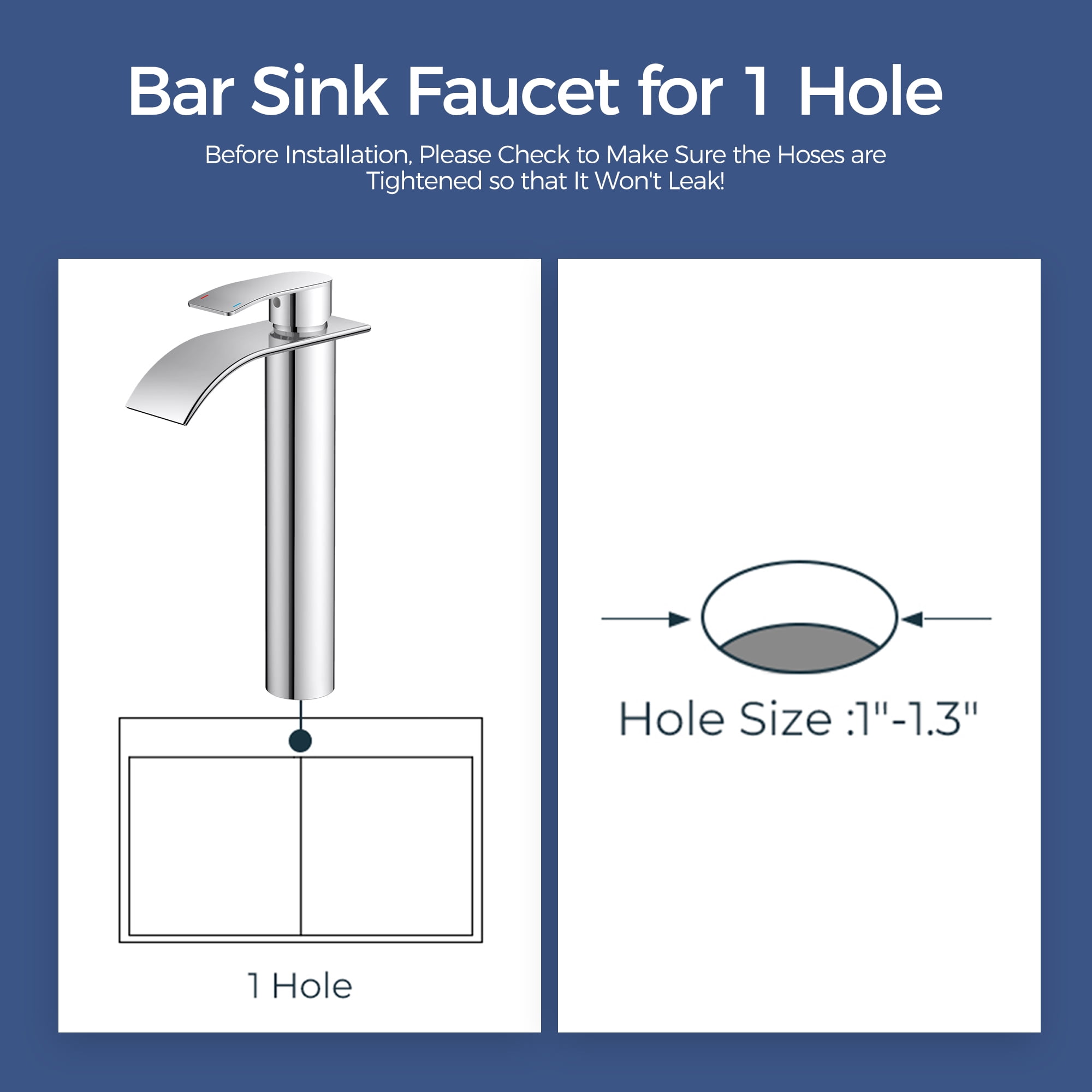 TVOFEK Tall Waterfall Bathroom Vessel Sink Faucet Single Handle, One Hole Chrome Bathroom Faucet with Metal Pop up Drain and cUPC Hoses, 11 inch Faucet for Basin Bath