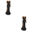 thumbnail image 3 of Vestido de noche Qarigey Traje de fiesta Hendidura Sirena Cóctel Sin mangas Lavable S M L XL XXL 3XL Rosa, 3 of 6