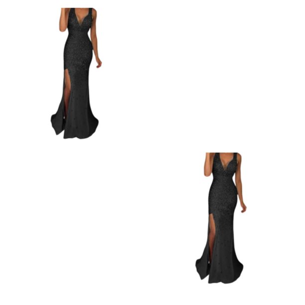 Qarigey Vestido de noche Traje de fiesta Ropa festiva Cuello en V Hendidura Sirena Mano de obra fina Hermosos vestidos de baile Negro XXXL Negro XXXL 2Conjunto