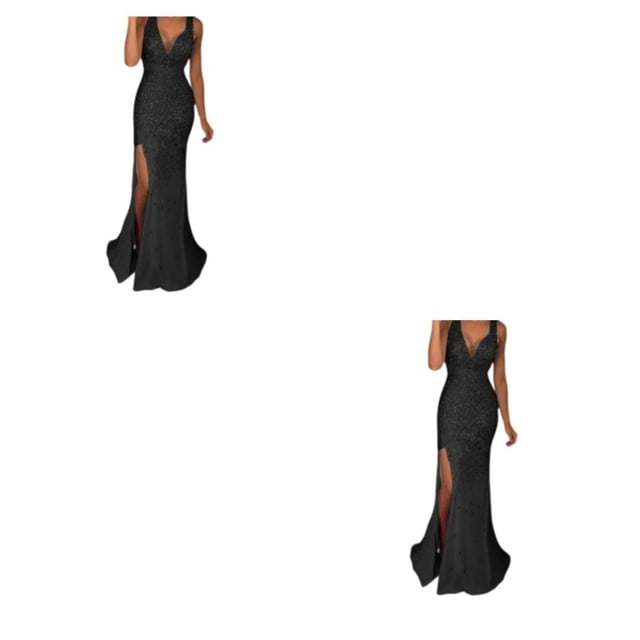 Vestido de noche Sonducket Traje de fiesta Bola larga Sirena Brillo Cóctel Ropa de dama Negro M METRO 2Conjunto