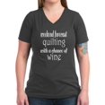 thumbnail image 1 of CafePress - Quilting And Wine Women's V Neck Dark T Shirt - Women's V-Neck Dark T-Shirt, 1 of 1