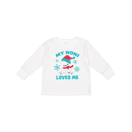 

Inktastic Polar Bear My Noni Loves Me in Santa Hat with Snowflakes Gift Toddler Boy or Toddler Girl Long Sleeve T-Shirt
