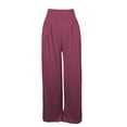 thumbnail image 5 of RPVATI Women High Waist Casual Pants Elastic Wide Leg Summer Beach Palazzo Trousers with Pockets Lightweight Comfy Wine S, 5 of 5