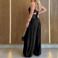 thumbnail image 4 of Solid Camisole Hollow Out Tie Front Wide Leg Jumpsuit Piece, 4 of 6
