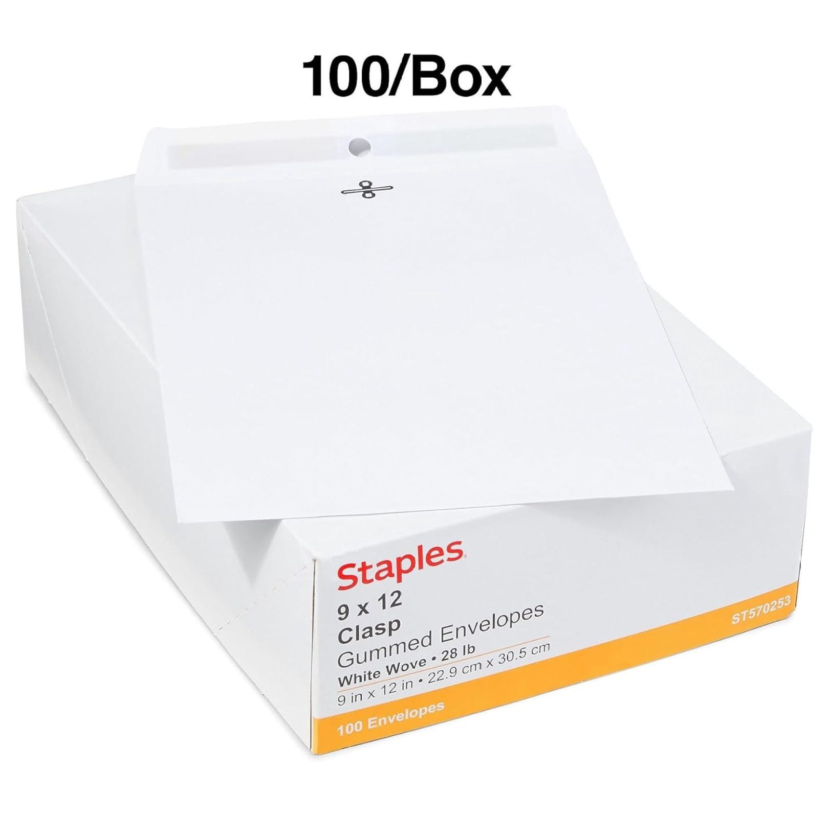 9x12 White Clasp Envelopes - Metal Clasp & Gummed Seal - Durable Mailing Envelopes for Documents - Catalog Envelopes - 100 Count