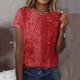 thumbnail image 1 of mfyjkho Tops Para Hacer Ejercicio Para Mujer, Camisa Informal De Mujer Con Lentejuelas Y Cuello Redondo Tops Para Hacer Ejercicio Para Mujer Xl, 1 of 6
