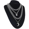 thumbnail image 5 of Collar de cadena en capas Yashi Estilo grunge con candado plateado 20, 5 of 5