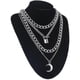 thumbnail image 4 of Collar de cadena en capas Yashi estilo grunge plateado 5, 4 of 4