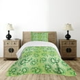 thumbnail image 4 of Ambesonne Green Quilted Bedspread Set 2 Pcs, Doodle Style Alien Frogs, Twin Size, Green, 4 of 5