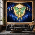 thumbnail image 6 of Green Luna Moth Against a Full Moon in a Starry Sky, Mystical Celestial for Space Lovers, Cosmic Forest Art Decor, Housewarming Gift, Tapestry Wall Hanging for Bedroom and Living Room, 6 of 7