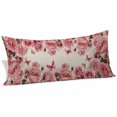 thumbnail image 2 of Pink Roses Body Pillow Covers 20"x60", Spring Floral Elegant Pastoral Butterfly Retro Soft Brushed Microfiber Breathable Throw Pillow Covers, Pillowcase with Zipper for Couch Sofa Bedroom Living Room, 2 of 9
