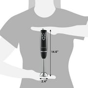 Elite Gourmet 2-Speed 500W Hand Blender with Detachable Wand, Black & Stainless Steel