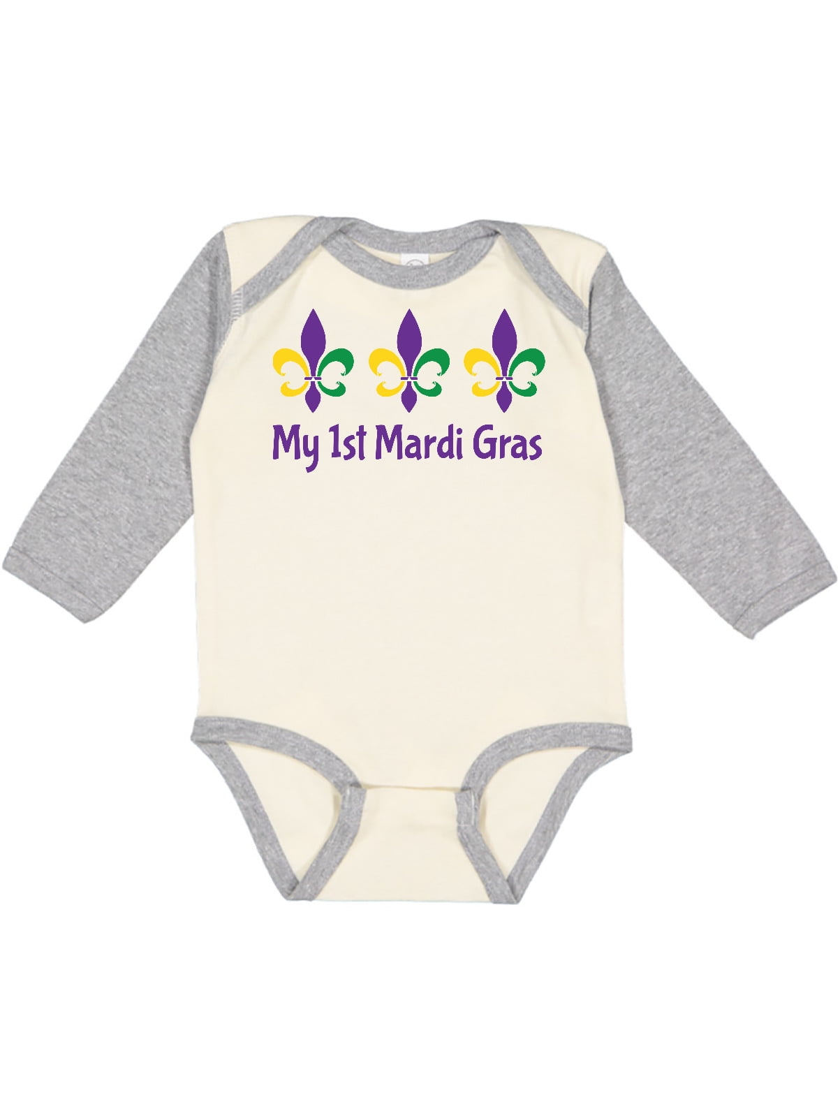 inktastic Its My 1st Mardi Gras Fleur De Lis Trio Train Long Sleeve Creeper