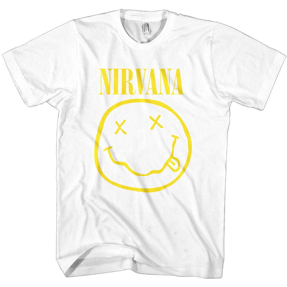 Official Nirvana White Smiley T-Shirt New Licensed Merchandise 