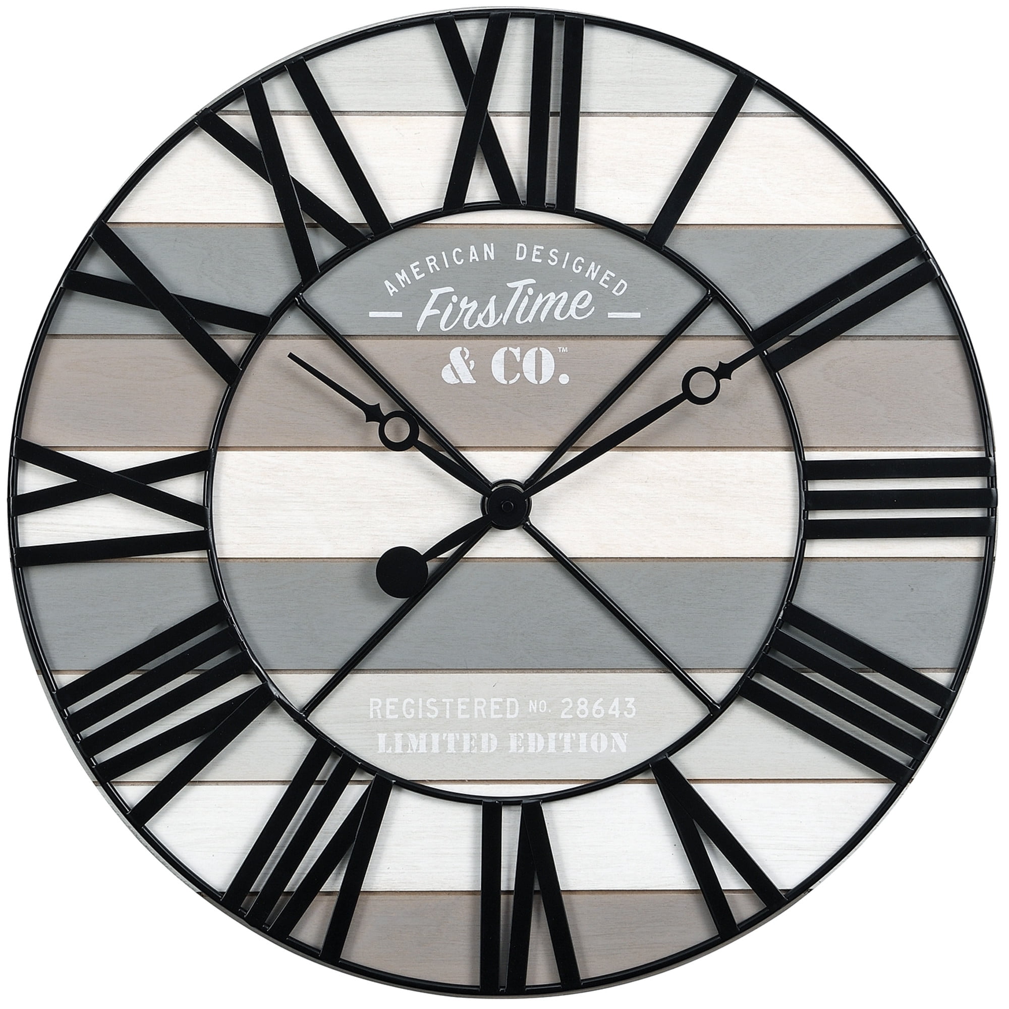FirsTime & Co. White Maritime Planks Wall Clock, Farmhouse, Analog, 24 x 2 x 24 in