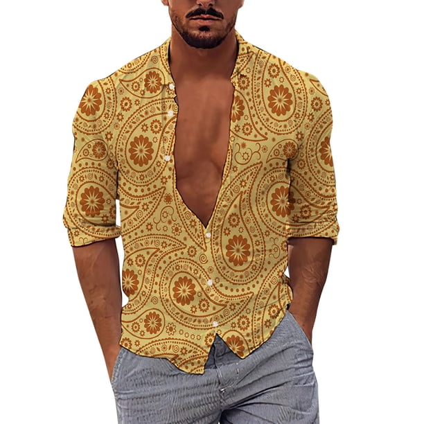 Camisas Negras Para Hombre Hombres Casual Manga larga Primavera Verano Turndown Neck 3D Impreso Camisas Moda Top Blusa Camisas (E, L)