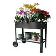 thumbnail image 3 of Mobile Raised Ergonomic Metal Planter Garden Bed with Wheels and Lower Shelf, Black, LJ2371, 3 of 9