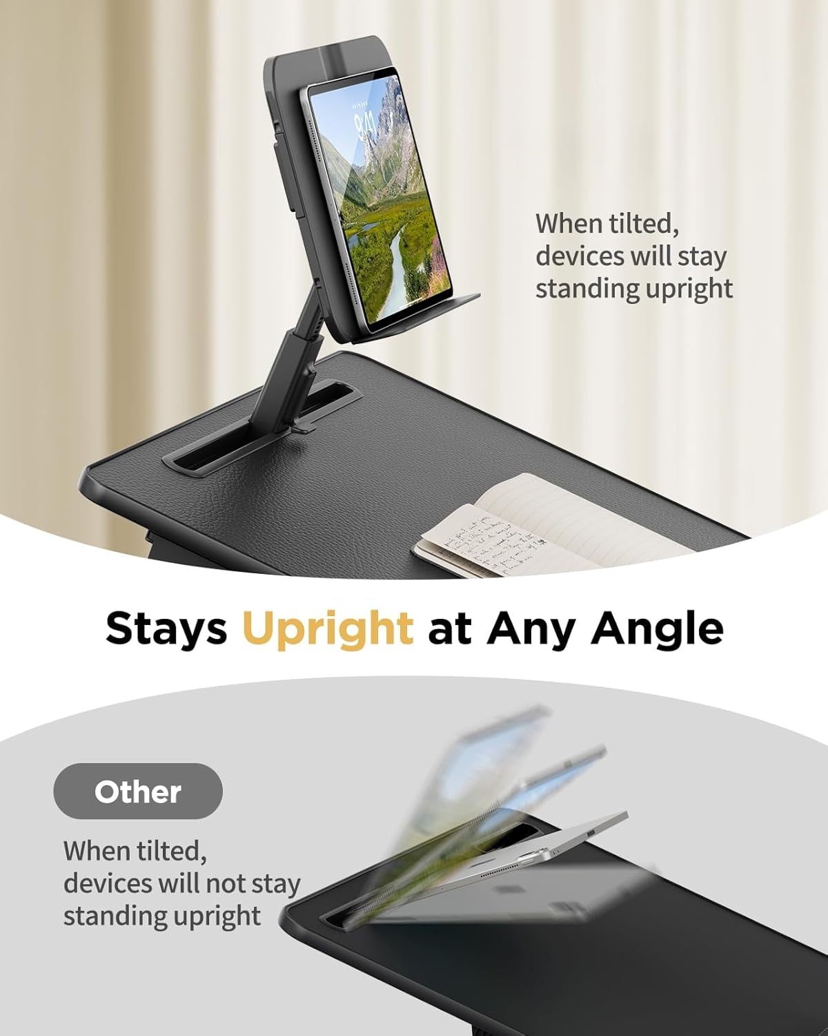 Laptop Desk Height Angle Adjustable Laptop Desk for Working, Writing, Reading, Drawing (Black)