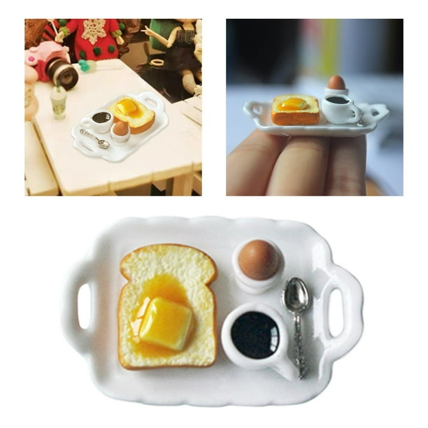 Mini Adorno de comida Cocina Hugo Juguete de cerámica para Niño Bandeja de desayuno