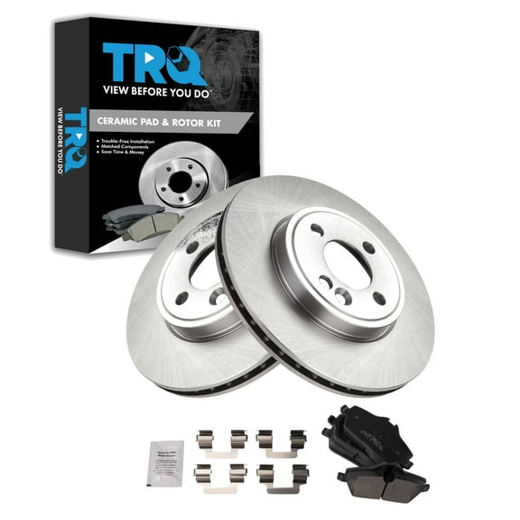 TRQ Front Brake Pad & Rotor Kit Brake Pads Brake Rotor Ceramic Fits Select 2007-2015 Mini Cooper