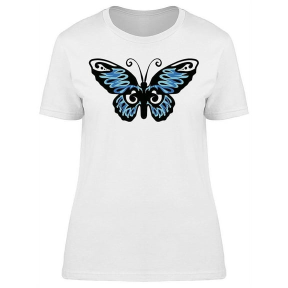 Black And Blue Butterfly T-Shirt Women -Image by Shutterstock, Female Large