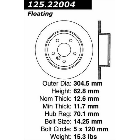 Centric Parts Disc Brake Rotor P/N:125.22004 Fits select: 1999,2000-2004 LAND ROVER DISCOVERY II